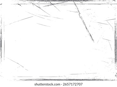 Rough scratch frame with abstract grunge border texture. Distressed background design overlay. Great for classic layout and poster design.