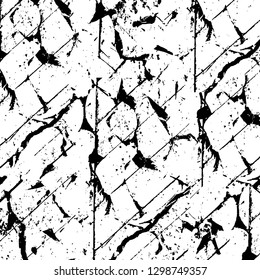 Rough, scratch, splatter grunge pattern design. Dry brush strokes. Overlay texture. Faded black - white dyed paper texture. Sketch design. Use for poster, cover, banner, mock-up, stickers layout.