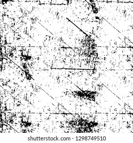 Rough, scratch, splatter grunge pattern design. Dry brush strokes. Overlay texture. Faded black - white dyed paper texture. Sketch design. Use for poster, cover, banner, mock-up, stickers layout.