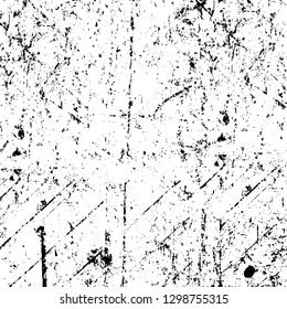 Rough, scratch, splatter grunge pattern design. Dry brush strokes. Overlay texture. Faded black - white dyed paper texture. Sketch design. Use for poster, cover, banner, mock-up, stickers layout.