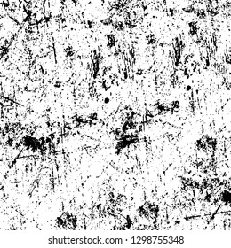 Rough, scratch, splatter grunge pattern design. Dry brush strokes. Overlay texture. Faded black - white dyed paper texture. Sketch design. Use for poster, cover, banner, mock-up, stickers layout.