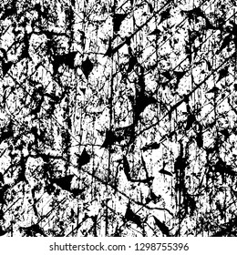 Rough, scratch, splatter grunge pattern design. Dry brush strokes. Overlay texture. Faded black - white dyed paper texture. Sketch design. Use for poster, cover, banner, mock-up, stickers layout.