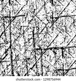 Rough, scratch, splatter grunge pattern design. Dry brush strokes. Overlay texture. Faded black - white dyed paper texture. Sketch design. Use for poster, cover, banner, mock-up, stickers layout.