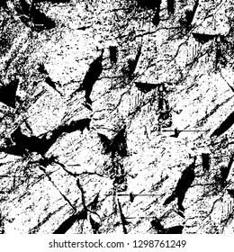 Rough, scratch, splatter grunge pattern design. Dry brush strokes. Overlay texture. Faded black - white dyed paper texture. Sketch design. Use for poster, cover, banner, mock-up, stickers layout.
