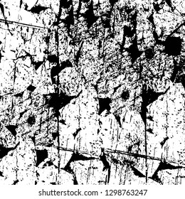 Rough, scratch, splatter grunge pattern design. Dry brush strokes. Overlay texture. Faded black - white dyed paper texture. Sketch design. Use for poster, cover, banner, mock-up, stickers layout.