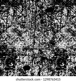 Rough, scratch, splatter grunge pattern design. Dry brush strokes. Overlay texture. Faded black - white dyed paper texture. Sketch design. Use for poster, cover, banner, mock-up, stickers layout.