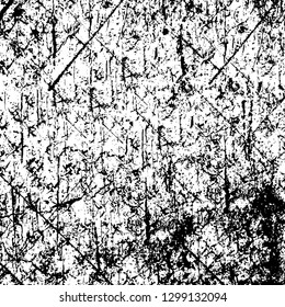 Rough, scratch, splatter grunge pattern design. Dry brush strokes. Overlay texture. Faded black - white dyed paper texture. Sketch design. Use for poster, cover, banner, mock-up, stickers layout.