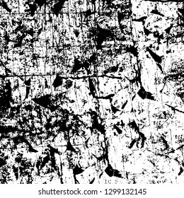 Rough, scratch, splatter grunge pattern design. Dry brush strokes. Overlay texture. Faded black - white dyed paper texture. Sketch design. Use for poster, cover, banner, mock-up, stickers layout.