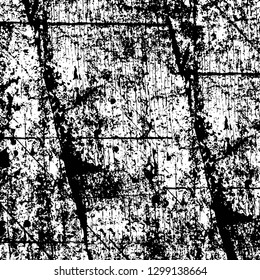 Rough, scratch, splatter grunge pattern design. Dry brush strokes. Overlay texture. Faded black - white dyed paper texture. Sketch design. Use for poster, cover, banner, mock-up, stickers layout.