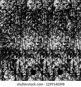 Rough, scratch, splatter grunge pattern design. Dry brush strokes. Overlay texture. Faded black - white dyed paper texture. Sketch design. Use for poster, cover, banner, mock-up, stickers layout.