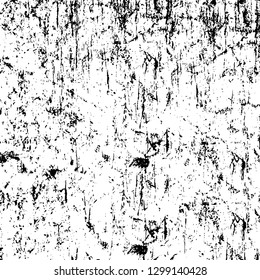 Rough, scratch, splatter grunge pattern design. Dry brush strokes. Overlay texture. Faded black - white dyed paper texture. Sketch design. Use for poster, cover, banner, mock-up, stickers layout.