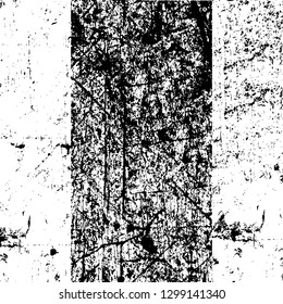Rough, scratch, splatter grunge pattern design. Dry brush strokes. Overlay texture. Faded black - white dyed paper texture. Sketch design. Use for poster, cover, banner, mock-up, stickers layout.