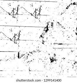 Rough, scratch, splatter grunge pattern design. Dry brush strokes. Overlay texture. Faded black - white dyed paper texture. Sketch design. Use for poster, cover, banner, mock-up, stickers layout.