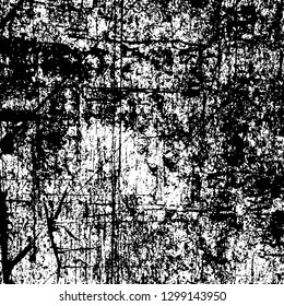 Rough, scratch, splatter grunge pattern design. Dry brush strokes. Overlay texture. Faded black - white dyed paper texture. Sketch design. Use for poster, cover, banner, mock-up, stickers layout.