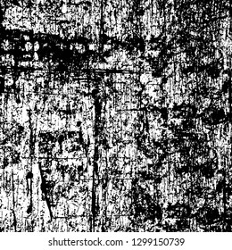 Rough, scratch, splatter grunge pattern design. Dry brush strokes. Overlay texture. Faded black - white dyed paper texture. Sketch design. Use for poster, cover, banner, mock-up, stickers layout.