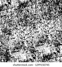 Rough, scratch, splatter grunge pattern design. Dry brush strokes. Overlay texture. Faded black - white dyed paper texture. Sketch design. Use for poster, cover, banner, mock-up, stickers layout.