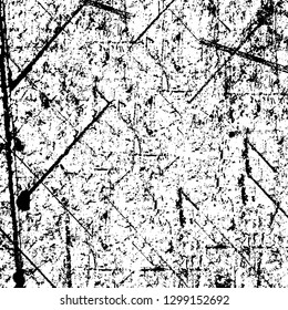 Rough, scratch, splatter grunge pattern design. Dry brush strokes. Overlay texture. Faded black - white dyed paper texture. Sketch design. Use for poster, cover, banner, mock-up, stickers layout.