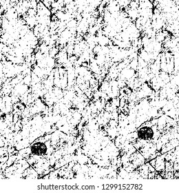 Rough, scratch, splatter grunge pattern design. Dry brush strokes. Overlay texture. Faded black - white dyed paper texture. Sketch design. Use for poster, cover, banner, mock-up, stickers layout.