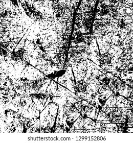 Rough, scratch, splatter grunge pattern design. Dry brush strokes. Overlay texture. Faded black - white dyed paper texture. Sketch design. Use for poster, cover, banner, mock-up, stickers layout.