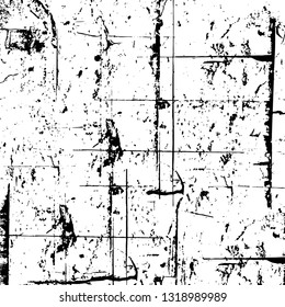 Rough, scratch, splatter grunge pattern design. Dry brush strokes. Overlay texture. Faded black-white dyed paper texture. Sketch grunge design. Use for poster, cover, banner, mock-up, stickers layout.