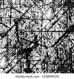 Rough, scratch, splatter grunge pattern design. Dry brush strokes. Overlay texture. Faded black-white dyed paper texture. Sketch grunge design. Use for poster, cover, banner, mock-up, stickers layout.
