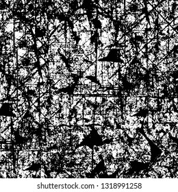 Rough, scratch, splatter grunge pattern design. Dry brush strokes. Overlay texture. Faded black-white dyed paper texture. Sketch grunge design. Use for poster, cover, banner, mock-up, stickers layout.