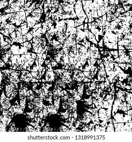 Rough, scratch, splatter grunge pattern design. Dry brush strokes. Overlay texture. Faded black-white dyed paper texture. Sketch grunge design. Use for poster, cover, banner, mock-up, stickers layout.