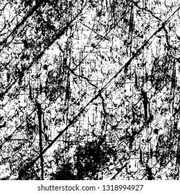 Rough, scratch, splatter grunge pattern design. Dry brush strokes. Overlay texture. Faded black-white dyed paper texture. Sketch grunge design. Use for poster, cover, banner, mock-up, stickers layout.