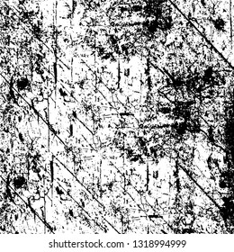 Rough, scratch, splatter grunge pattern design. Dry brush strokes. Overlay texture. Faded black-white dyed paper texture. Sketch grunge design. Use for poster, cover, banner, mock-up, stickers layout.