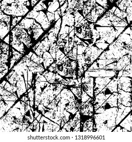 Rough, scratch, splatter grunge pattern design. Dry brush strokes. Overlay texture. Faded black-white dyed paper texture. Sketch grunge design. Use for poster, cover, banner, mock-up, stickers layout.