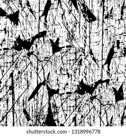 Rough, scratch, splatter grunge pattern design. Dry brush strokes. Overlay texture. Faded black-white dyed paper texture. Sketch grunge design. Use for poster, cover, banner, mock-up, stickers layout.