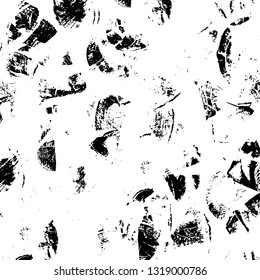Rough, scratch, splatter grunge pattern design. Dry brush strokes. Overlay texture. Faded black-white dyed paper texture. Sketch grunge design. Use for poster, cover, banner, mock-up, stickers layout.
