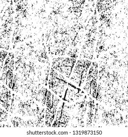 Rough, scratch, splatter grunge pattern design brush strokes. Overlay texture. Faded black-white dyed paper texture. Sketch grunge design. Use for poster, cover, banner, mock-up, stickers layout.