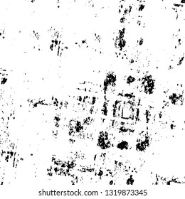 Rough, scratch, splatter grunge pattern design brush strokes. Overlay texture. Faded black-white dyed paper texture. Sketch grunge design. Use for poster, cover, banner, mock-up, stickers layout.