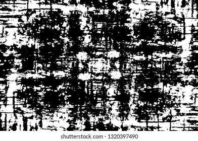 Rough, scratch, splatter grunge pattern design brush strokes. Overlay texture. Faded black-white dyed paper texture. Sketch grunge design. Use for poster, cover, banner, mock-up, stickers layout.