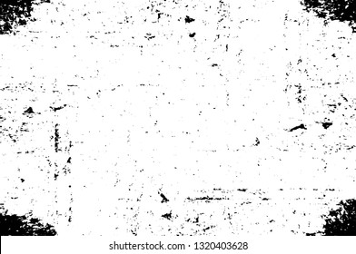 Rough, scratch, splatter grunge pattern design brush strokes. Overlay texture. Faded black-white dyed paper texture. Sketch grunge design. Use for poster, cover, banner, mock-up, stickers layout.