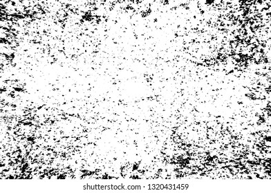 Rough, scratch, splatter grunge pattern design brush strokes. Overlay texture. Faded black-white dyed paper texture. Sketch grunge design. Use for poster, cover, banner, mock-up, stickers layout.