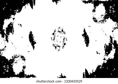 Rough, scratch, splatter grunge pattern design brush strokes. Overlay texture. Faded black-white dyed paper texture. Sketch grunge design. Use for poster, cover, banner, mock-up, stickers layout.