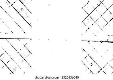 Rough, scratch, splatter grunge pattern design brush strokes. Overlay texture. Faded black-white dyed paper texture. Sketch grunge design. Use for poster, cover, banner, mock-up, stickers layout.