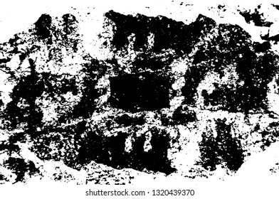 Rough, scratch, splatter grunge pattern design brush strokes. Overlay texture. Faded black-white dyed paper texture. Sketch grunge design. Use for poster, cover, banner, mock-up, stickers layout.