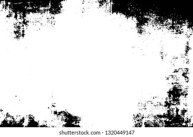 Rough, scratch, splatter grunge pattern design brush strokes. Overlay texture. Faded black-white dyed paper texture. Sketch grunge design. Use for poster, cover, banner, mock-up, stickers layout.