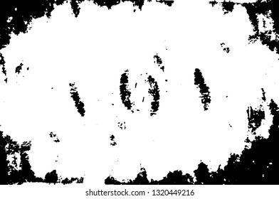 Rough, scratch, splatter grunge pattern design brush strokes. Overlay texture. Faded black-white dyed paper texture. Sketch grunge design. Use for poster, cover, banner, mock-up, stickers layout.