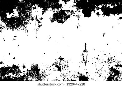 Rough, scratch, splatter grunge pattern design brush strokes. Overlay texture. Faded black-white dyed paper texture. Sketch grunge design. Use for poster, cover, banner, mock-up, stickers layout.