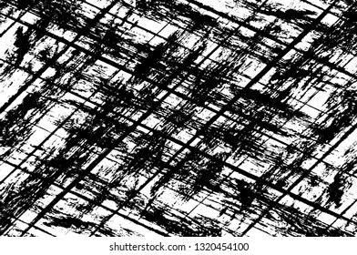 Rough, scratch, splatter grunge pattern design brush strokes. Overlay texture. Faded black-white dyed paper texture. Sketch grunge design. Use for poster, cover, banner, mock-up, stickers layout.