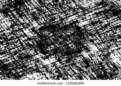 Rough, scratch, splatter grunge pattern design brush strokes. Overlay texture. Faded black-white dyed paper texture. Sketch grunge design. Use for poster, cover, banner, mock-up, stickers layout.