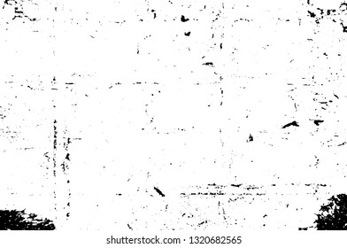 Rough, scratch, splatter grunge pattern design brush strokes. Overlay texture. Faded black-white dyed paper texture. Sketch grunge design. Use for poster, cover, banner, mock-up, stickers layout.
