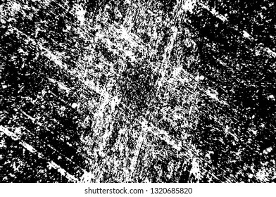 Rough, scratch, splatter grunge pattern design brush strokes. Overlay texture. Faded black-white dyed paper texture. Sketch grunge design. Use for poster, cover, banner, mock-up, stickers layout.