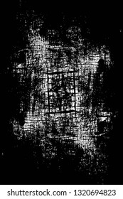 Rough, scratch, splatter grunge pattern design brush strokes. Overlay texture. Faded black-white dyed paper texture. Sketch grunge design. Use for poster, cover, banner, mock-up, stickers layout.