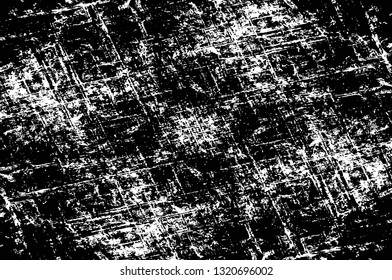 Rough, scratch, splatter grunge pattern design brush strokes. Overlay texture. Faded black-white dyed paper texture. Sketch grunge design. Use for poster, cover, banner, mock-up, stickers layout.