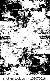 Rough, scratch, splatter grunge pattern design brush strokes. Overlay texture. Faded black-white dyed paper texture. Sketch grunge design. Use for poster, cover, banner, mock-up, stickers layout.